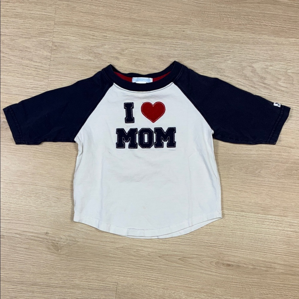 Janie and Jack Navy and White 'I Love Mom' Appliqué Tee 18-24 Months